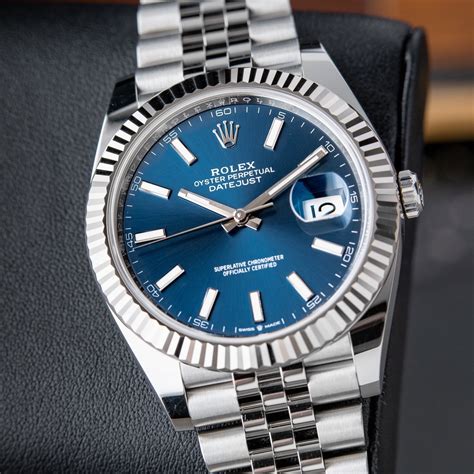 rolex datejust 41mm blue face fluted